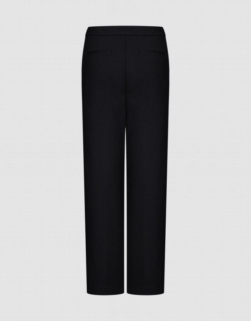 Black Urban Revivo Straight Women's Pants | 20314BFMW