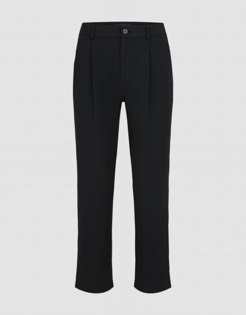 Black Urban Revivo Tailored Carrot Fit Men's Pants | 56412QKWX