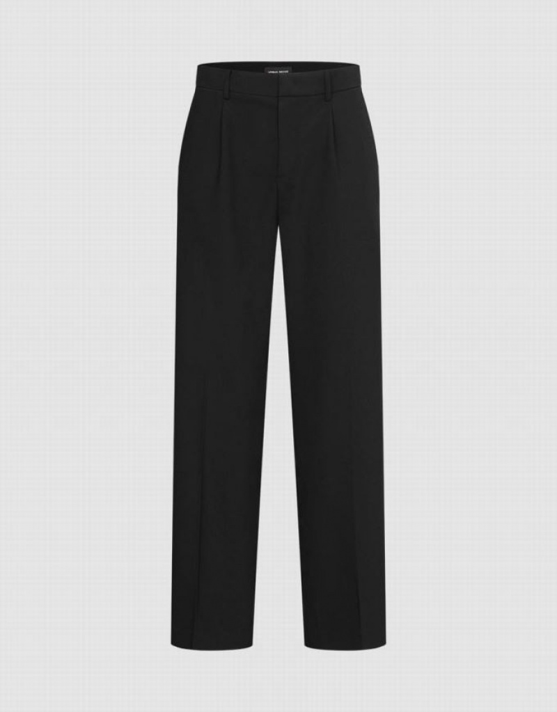 Black Urban Revivo Tailored Carrot Fit Men's Pants | 74856FZCK