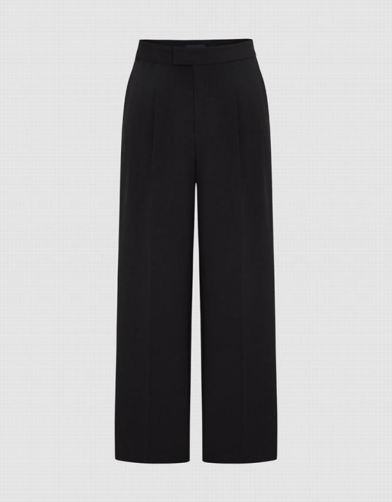 Black Urban Revivo Tailored Straight Women\'s Pants | 89520LHMF