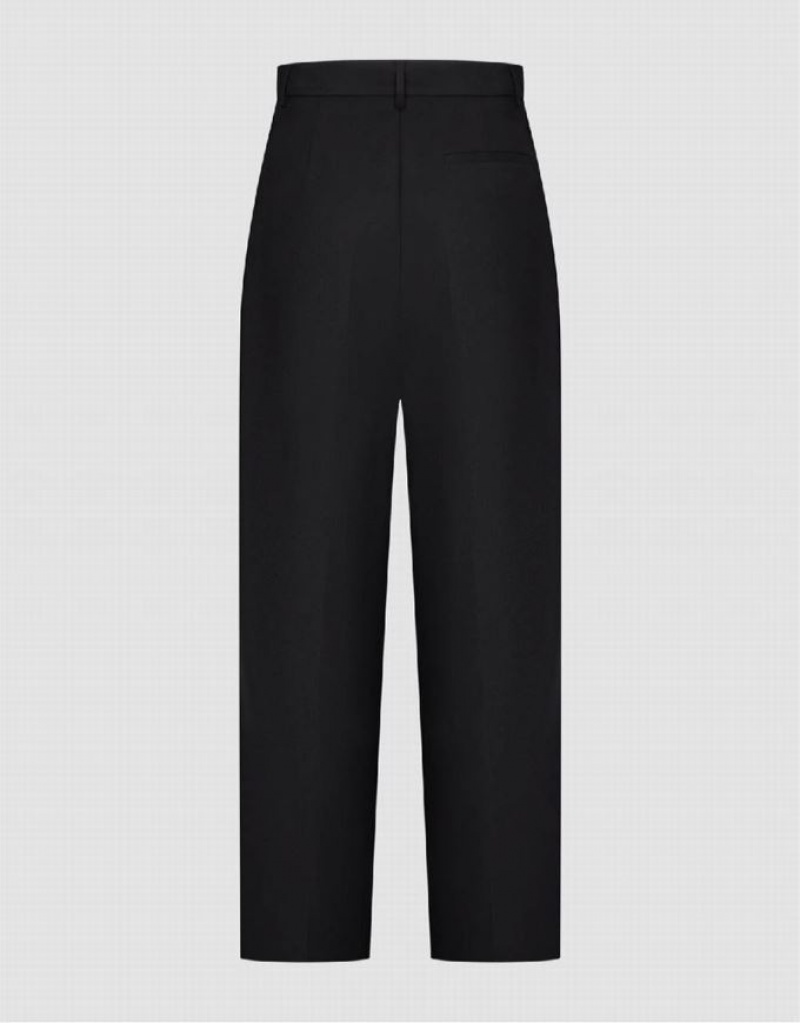 Black Urban Revivo Tailored Wide-Leg Women's Pants | 13967USYE