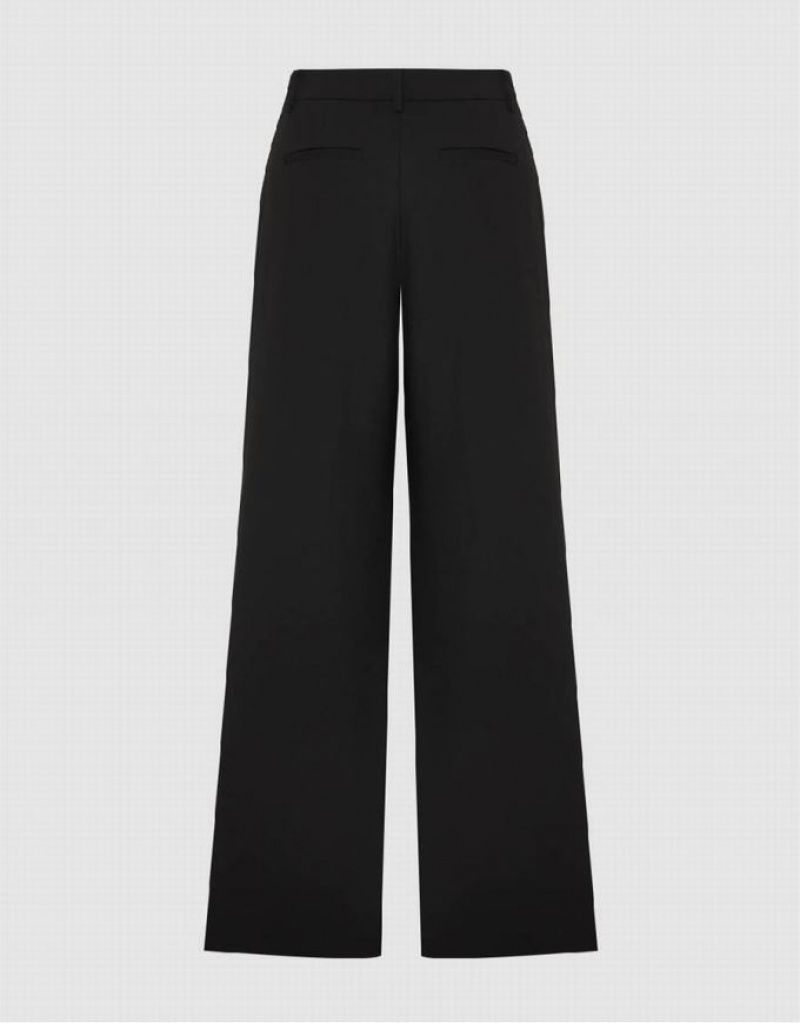 Black Urban Revivo Tailored Wide-Leg Women's Pants | 52374FJXE