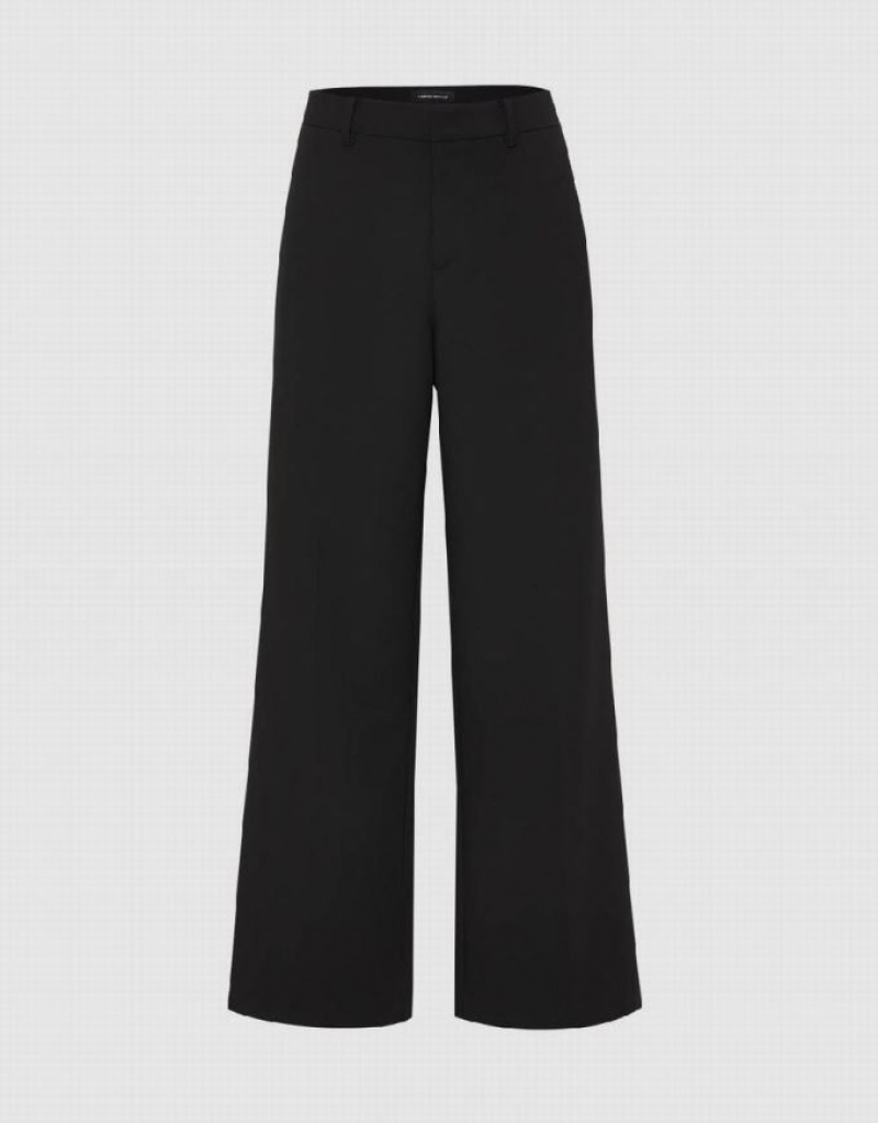 Black Urban Revivo Tailored Wide-Leg Women\'s Pants | 52374FJXE