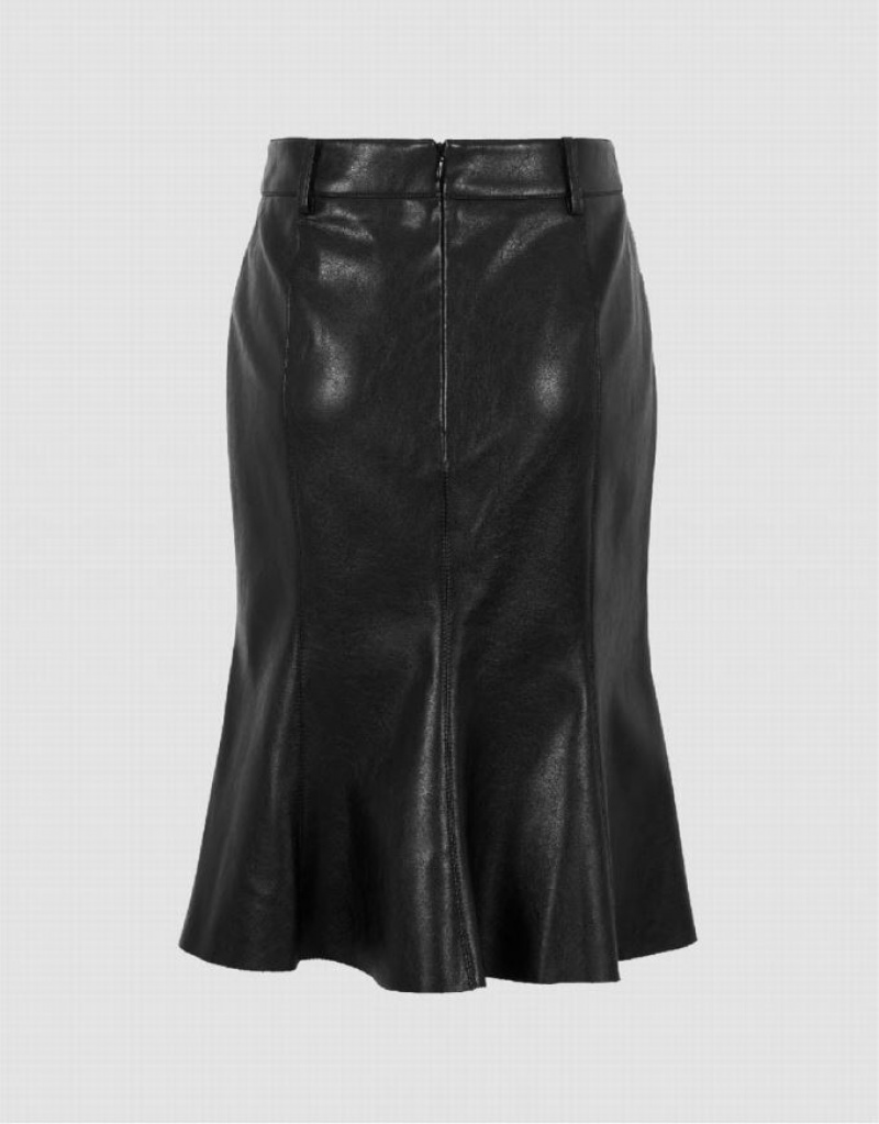 Black Urban Revivo Vegan Leather Mini Fishtail Women's Skirts | 91576DILJ