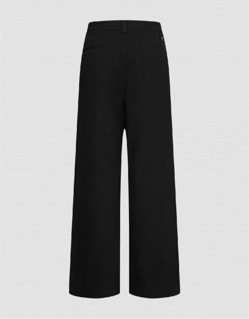 Black Urban Revivo Wide-Leg Men's Pants | 69203CBGA