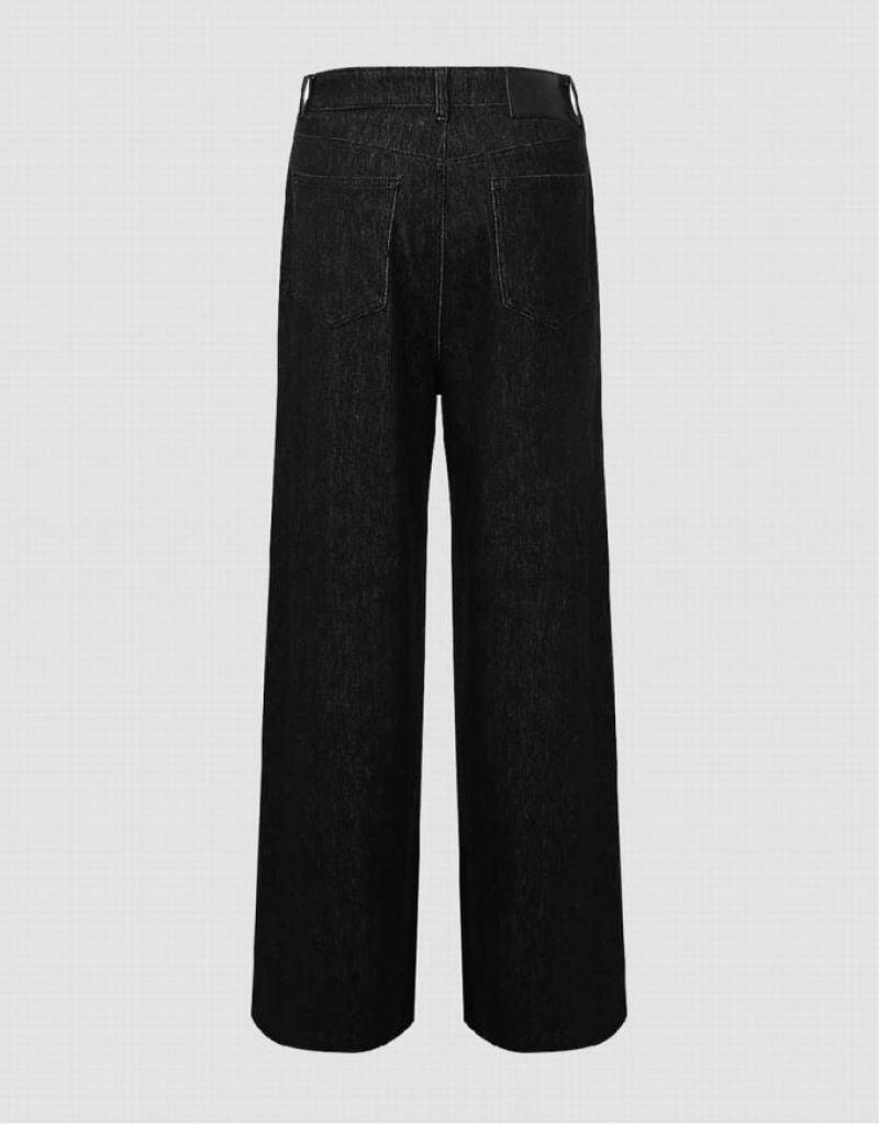 Black Urban Revivo Wide-Leg Women's Jeans | 89456NGLQ