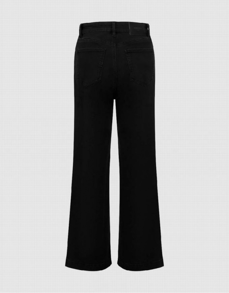 Black Urban Revivo Wide-Leg Women's Jeans | 95721ZDCB