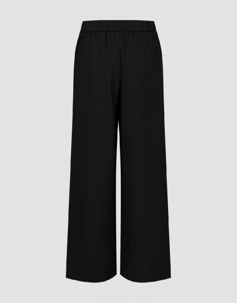 Black Urban Revivo Wide-Leg Women's Pants | 29374FVQM