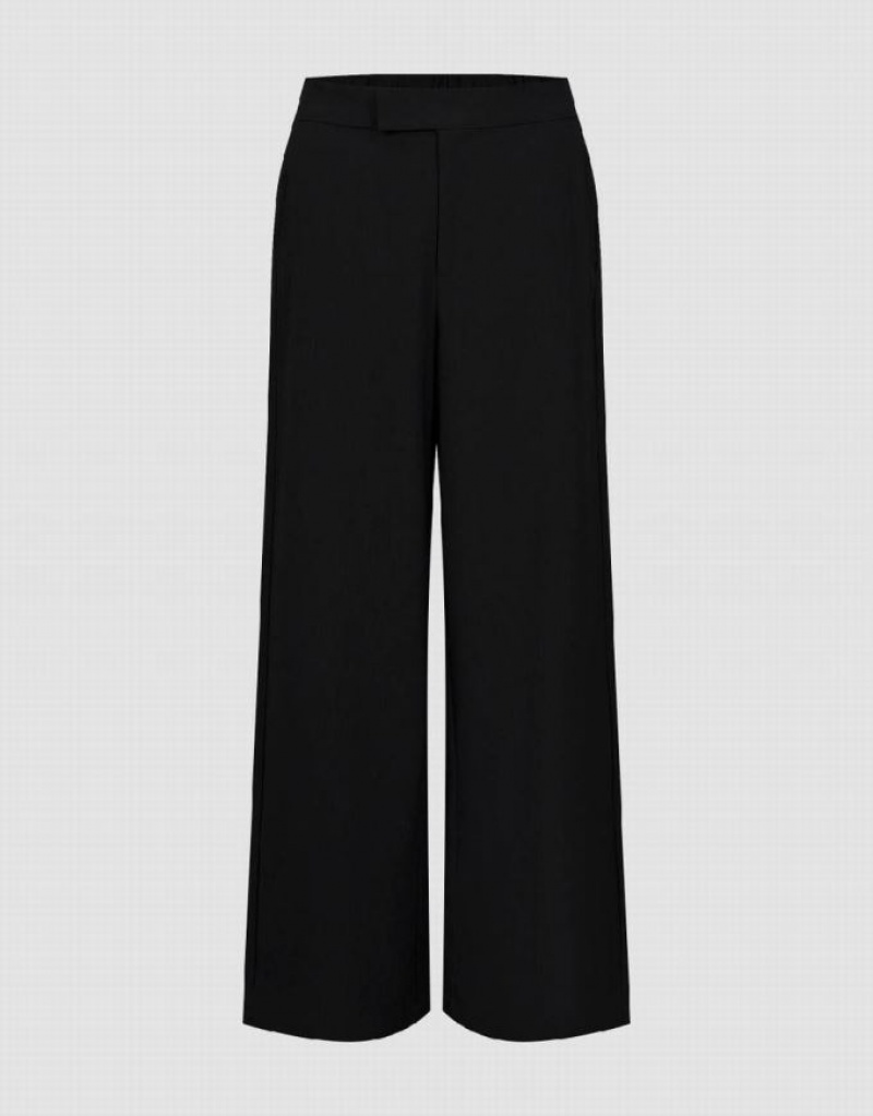 Black Urban Revivo Wide-Leg Women\'s Pants | 29374FVQM