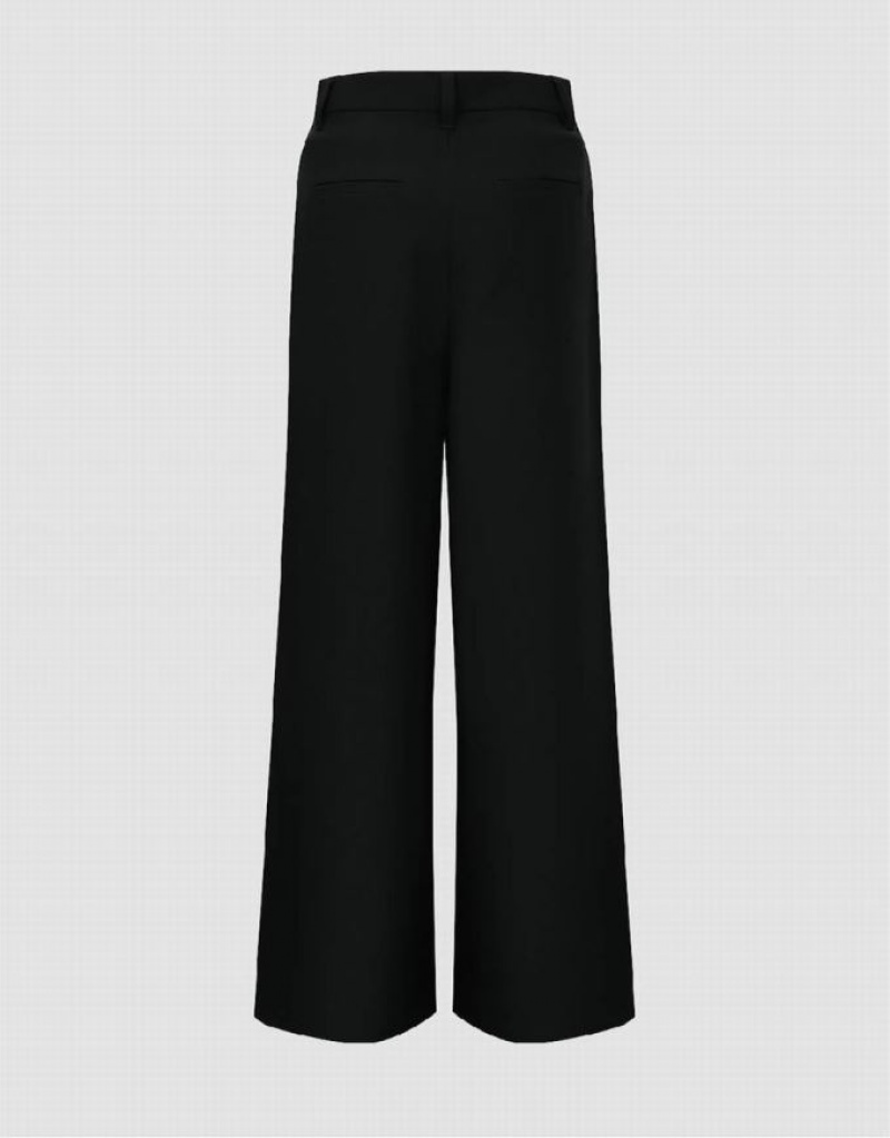 Black Urban Revivo Wide-Leg Women's Pants | 43901GFUL