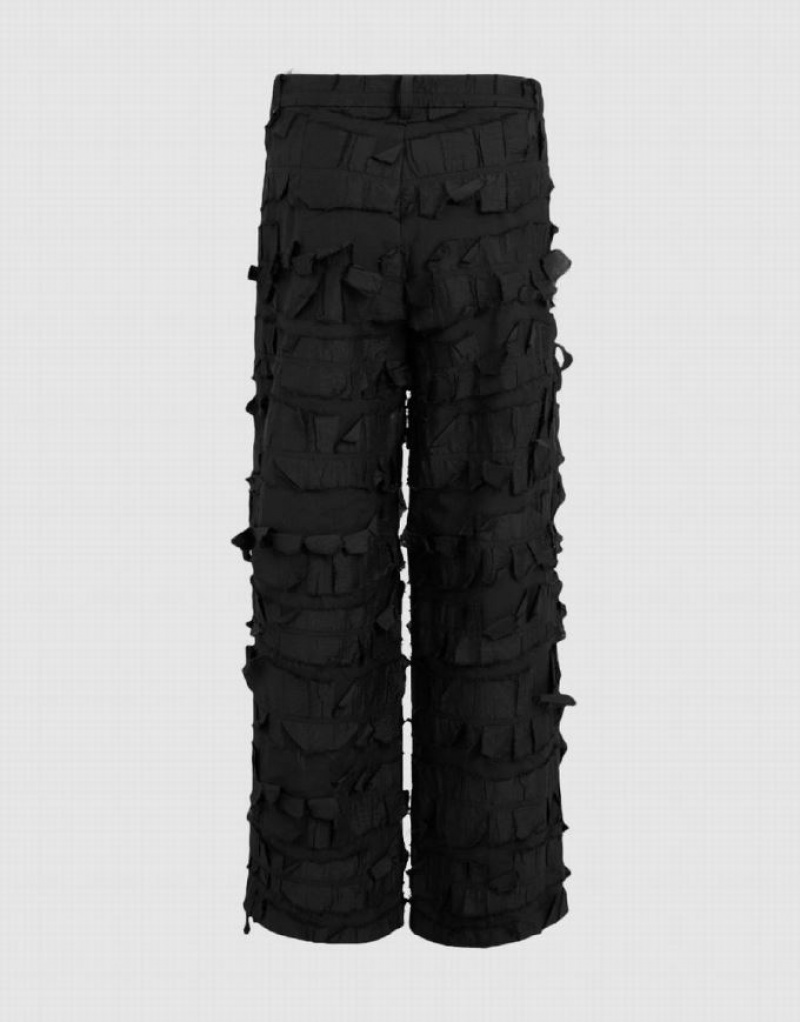 Black Urban Revivo Wide-Leg Women's Pants | 82365HCKJ