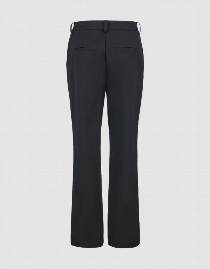 Black Urban Revivo Woven Long Straight Women's Pants | 62748CRHX