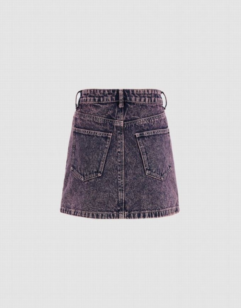 Blue Urban Revivo Distressed Mini Straight Women's Denim Skirt | 17465MIVQ