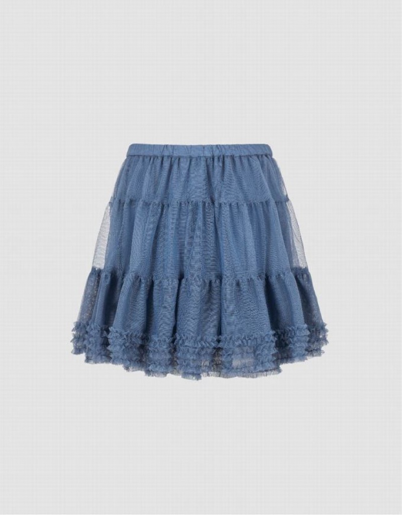 Blue Urban Revivo Elastic Waist Mini A-Line Women's Skirts | 48930JKPL