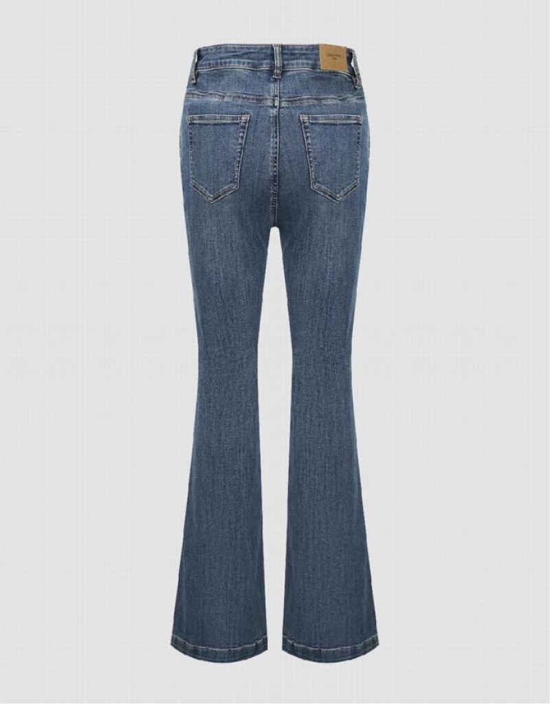 Blue Urban Revivo Flare Women's Jeans | 04893IMBD