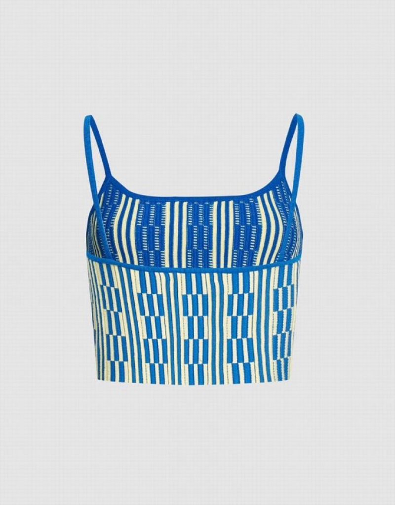 Blue Urban Revivo Geo Pattern Knitted Women's Camisole | 20176HGMJ