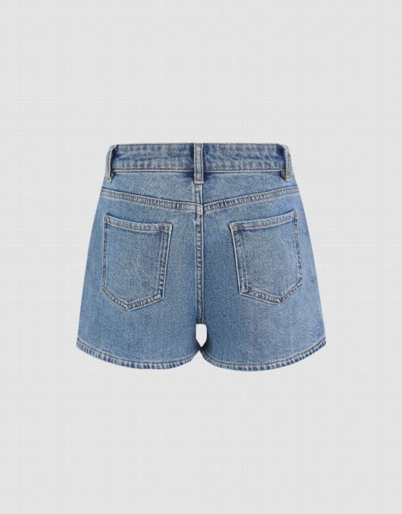 Blue Urban Revivo Glamor Women's Denim Shorts | 59240NTUY