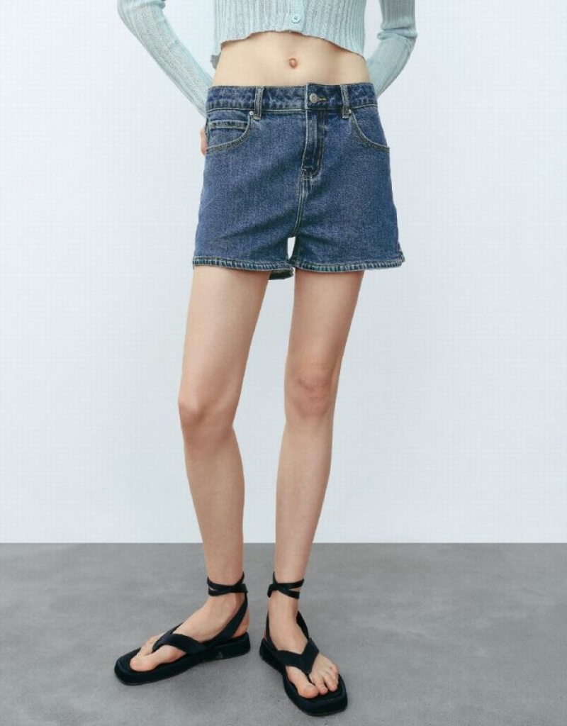 Blue Urban Revivo Glamor Women's Denim Shorts | 51369AXPH