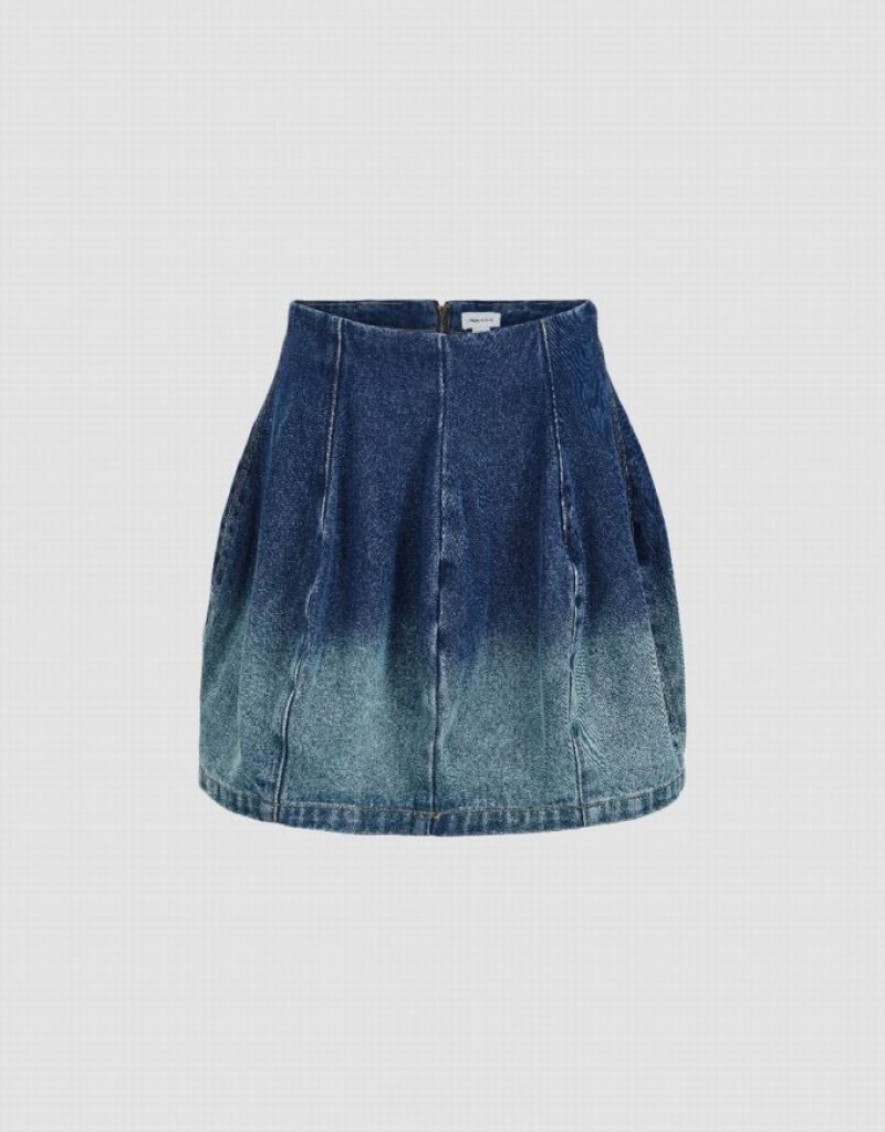 Blue Urban Revivo Gradient Mini A-Line Women\'s Denim Skirt | 15869DVCL