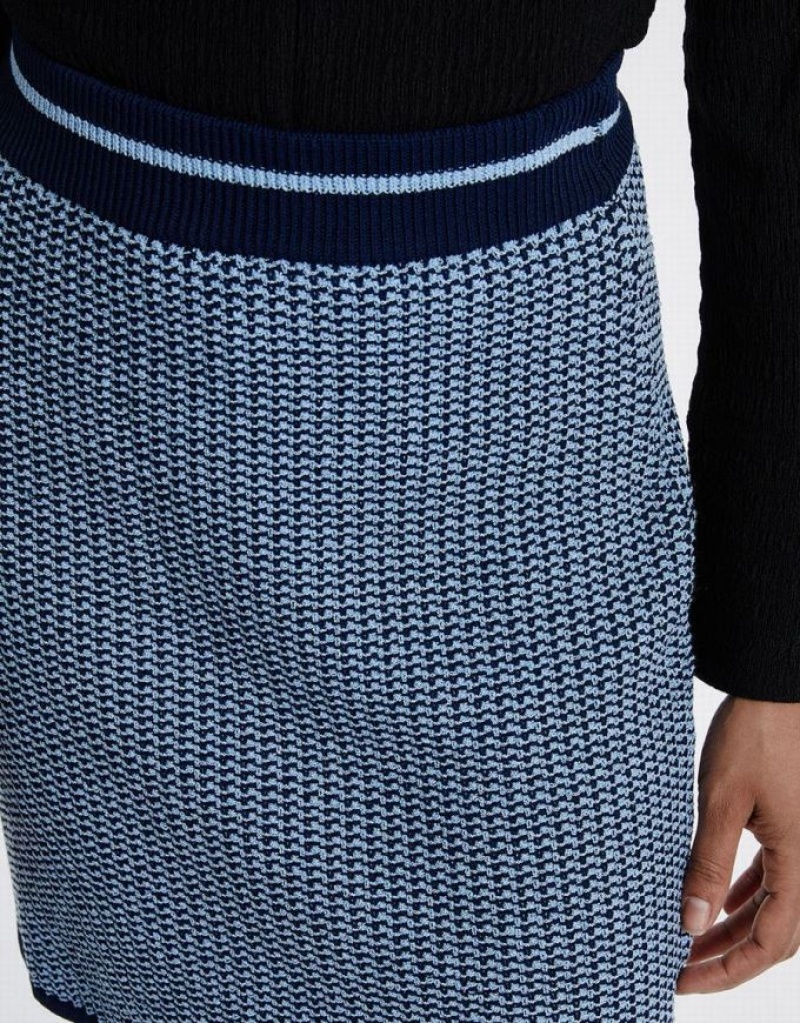 Blue Urban Revivo High Waist Knitted Women's Skirts | 49501BNRA