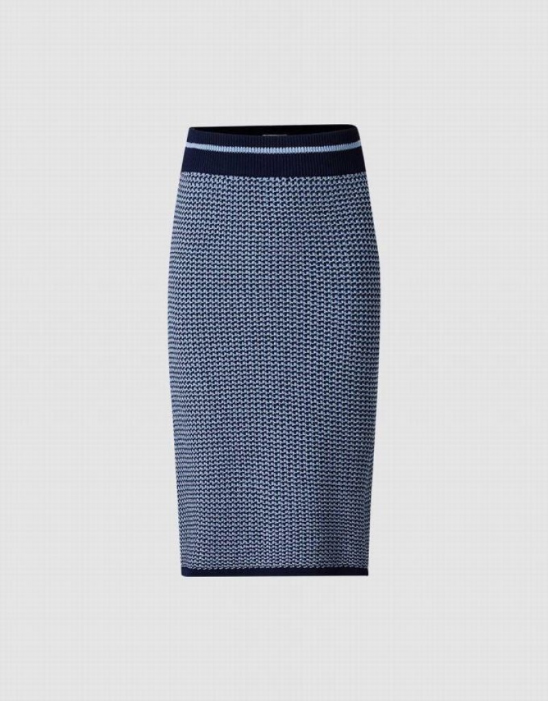 Blue Urban Revivo High Waist Knitted Women\'s Skirts | 49501BNRA