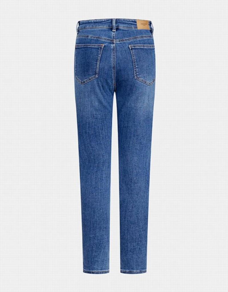 Blue Urban Revivo Mid Waist Mom Women's Jeans | 05837BPNC