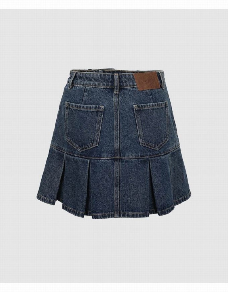 Blue Urban Revivo Mini A-Line Women's Denim Skirt | 18052VRSC