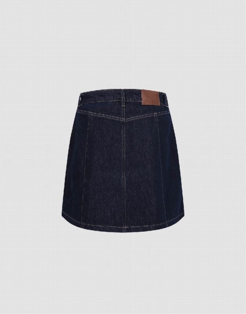 Blue Urban Revivo Mini A-Line Women's Denim Skirt | 04539SMEU