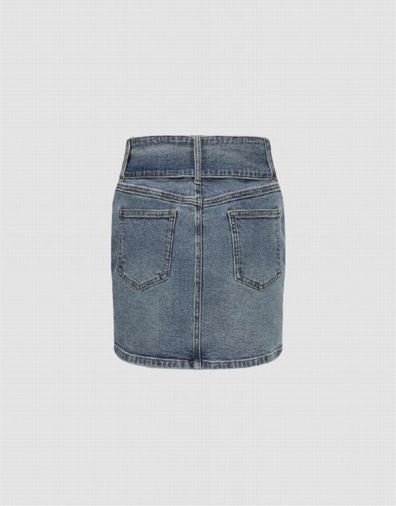 Blue Urban Revivo Mini Skinny Women's Denim Skirt | 13492WGSV