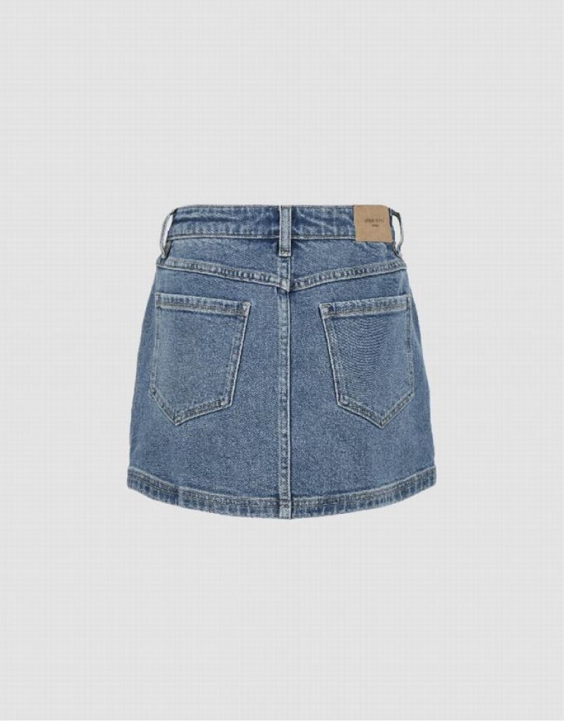 Blue Urban Revivo Mini Straight Women's Denim Skirt | 63098CKUS