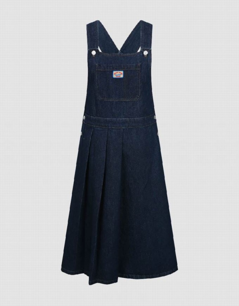 Blue Urban Revivo Pinafore Women's Denim Dress | 21803PRZH