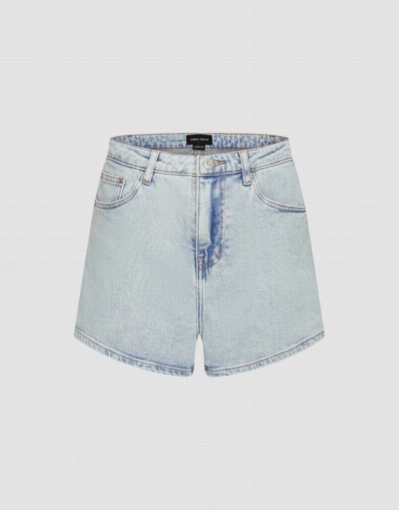 Blue Urban Revivo Regular Women\'s Denim Shorts | 80917HYBD