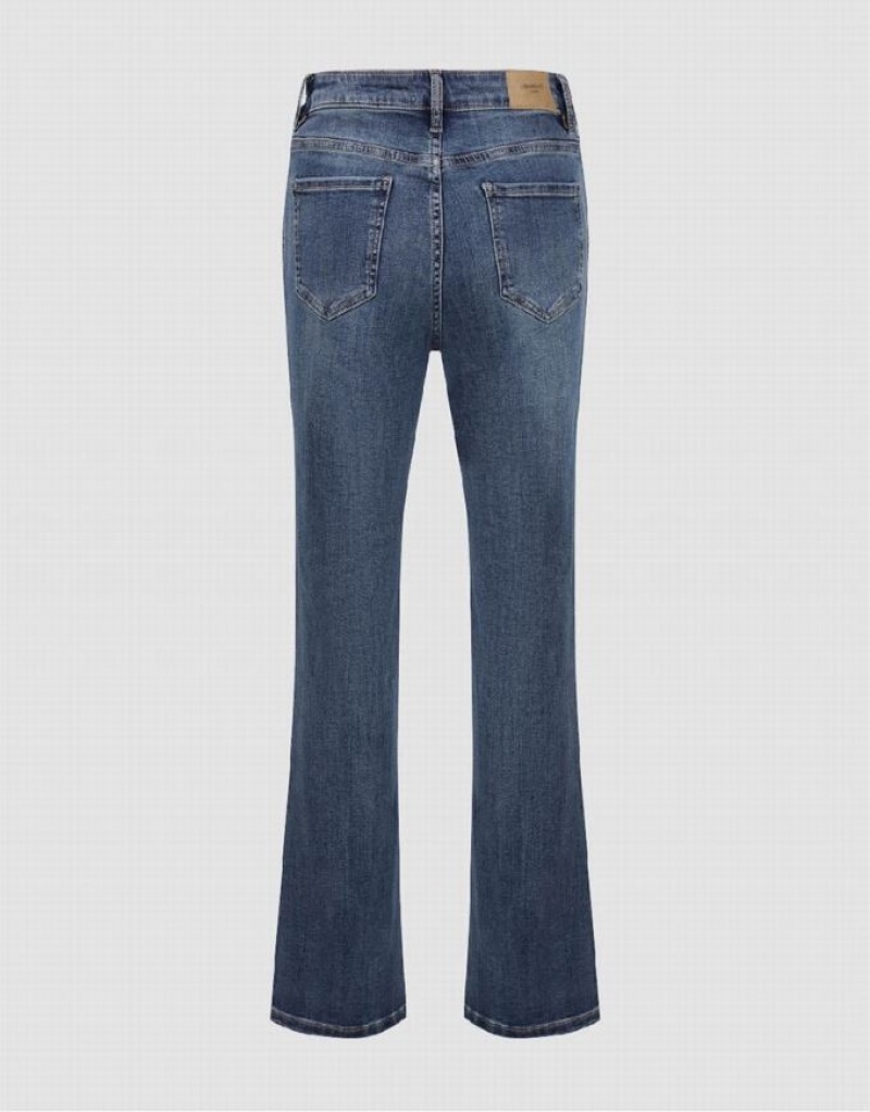 Blue Urban Revivo Split Hem Flare Women's Jeans | 35026GQTX