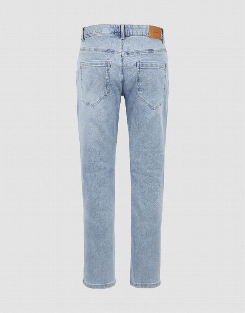 Blue Urban Revivo Straight Men's Jeans | 96751KPJI