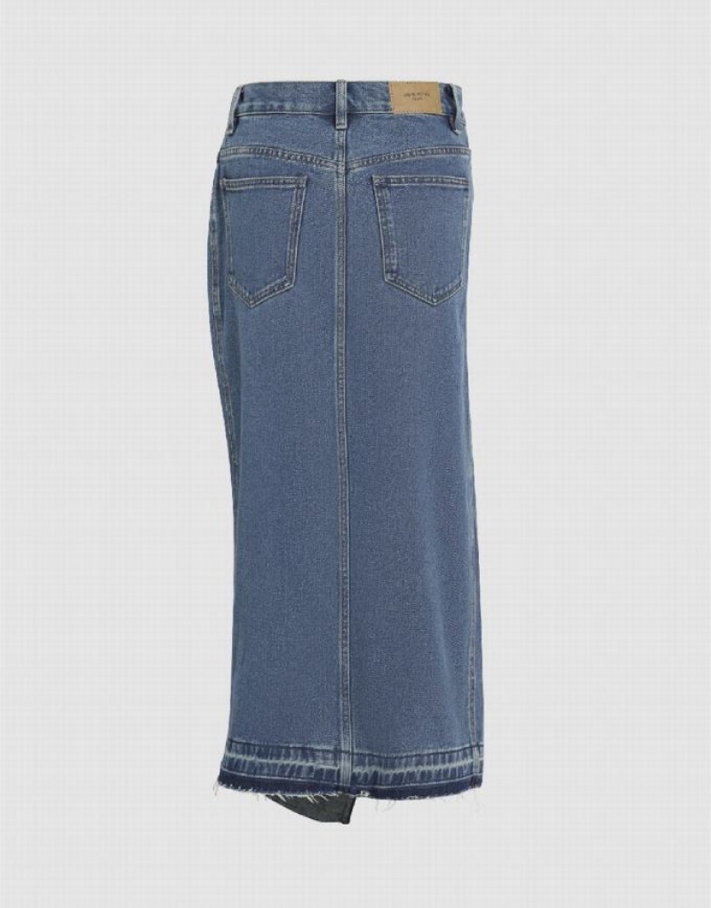 Blue Urban Revivo Straight Women's Denim Skirt | 12738RPAZ