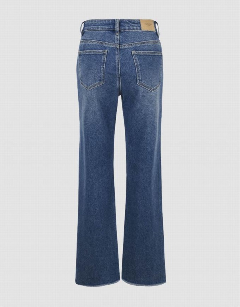 Blue Urban Revivo Straight Women's Jeans | 59613QDWZ