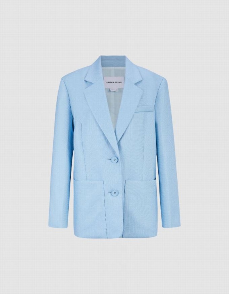 Blue Urban Revivo Tailored Notch Lapel Women's Blazers | 02138GFPV