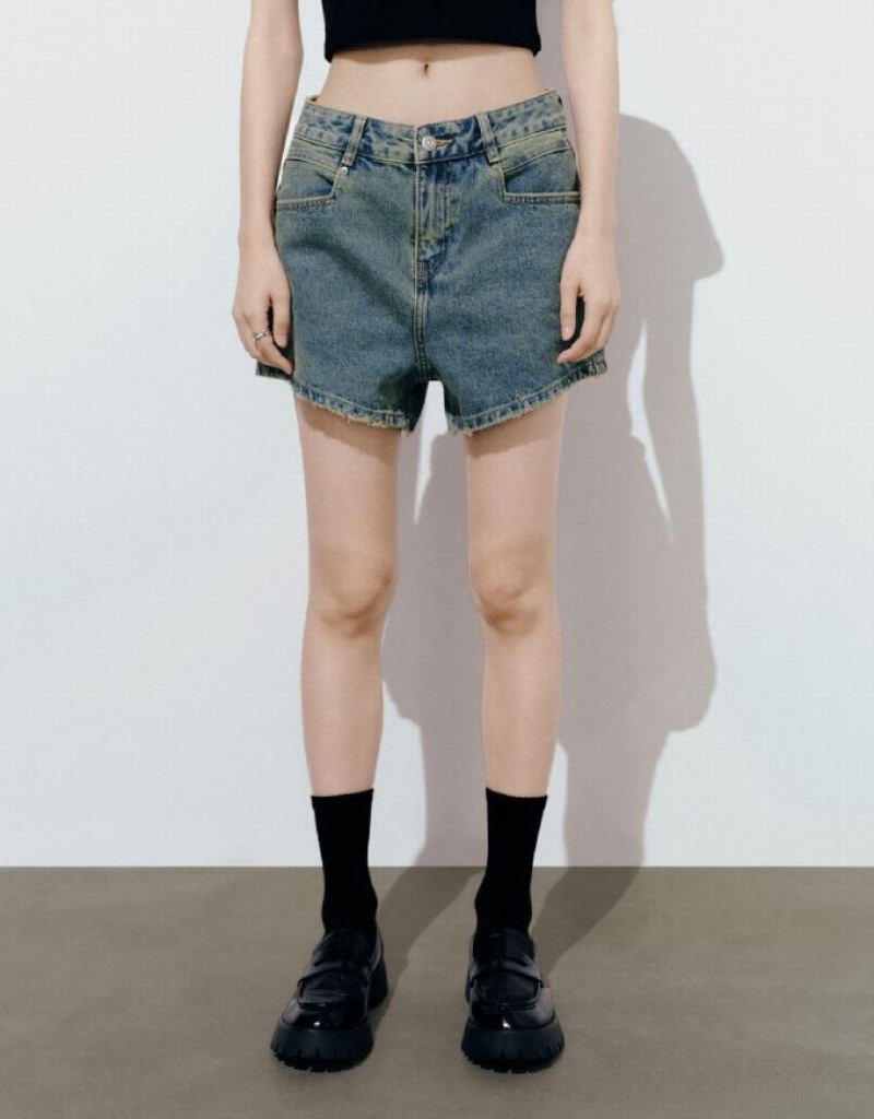 Blue Urban Revivo Women's Denim Shorts | 20135HGWY