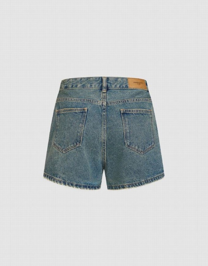 Blue Urban Revivo Women's Denim Shorts | 20135HGWY