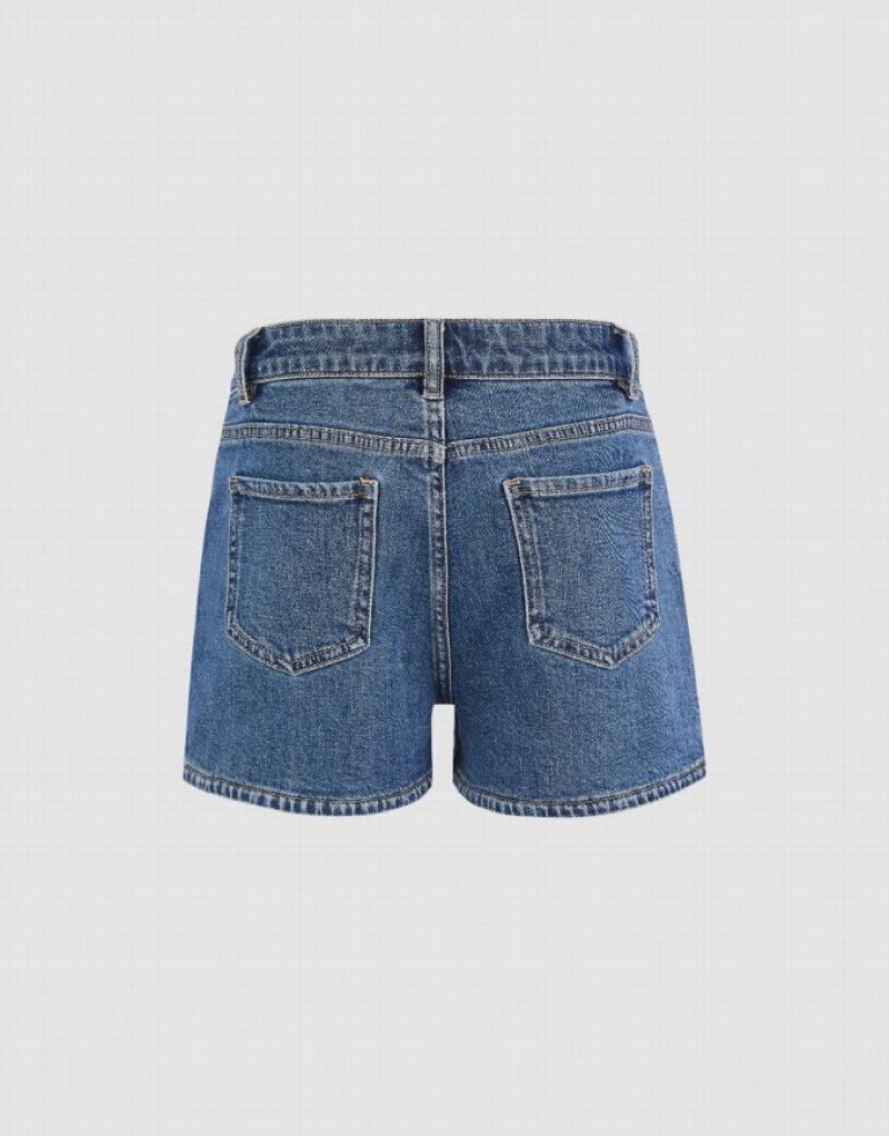 Blue Urban Revivo Women's Denim Shorts | 24179ZCFI