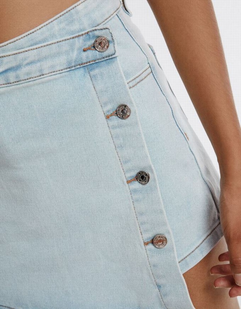 Blue Urban Revivo Wrap Women's Denim Skirt | 16597XKZN