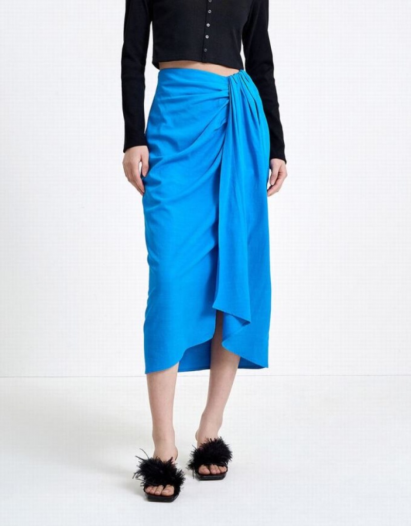 Blue Urban Revivo Wrapped Style Women's Skirts | 20589SUAP