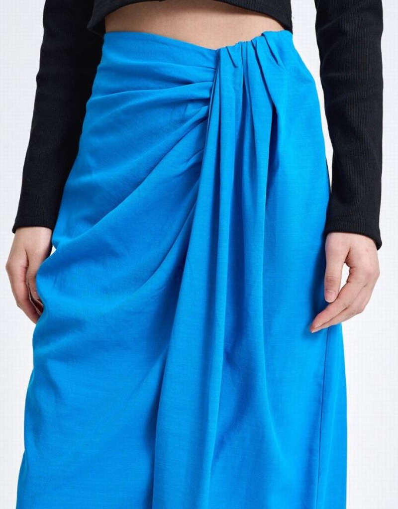 Blue Urban Revivo Wrapped Style Women's Skirts | 20589SUAP