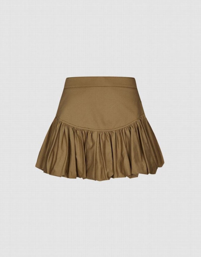 Brown Urban Revivo Elastic Waist Mini A-Line Women's Skirts | 97865GKLX