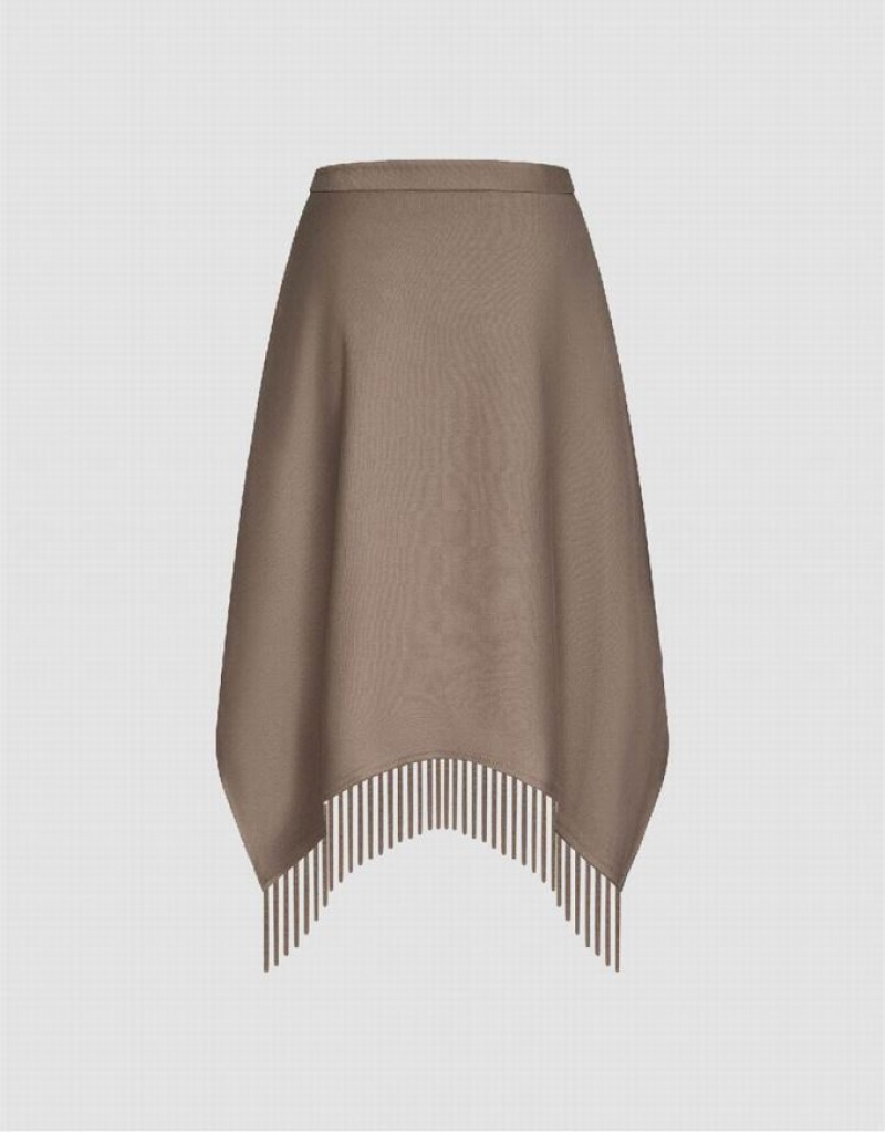 Brown Urban Revivo Midi A-Line With Tassel Women's Skirts | 70356HVXJ