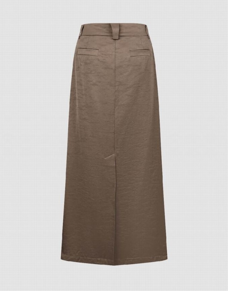 Brown Urban Revivo Midi Straight Women's Skirts | 76259YNJU