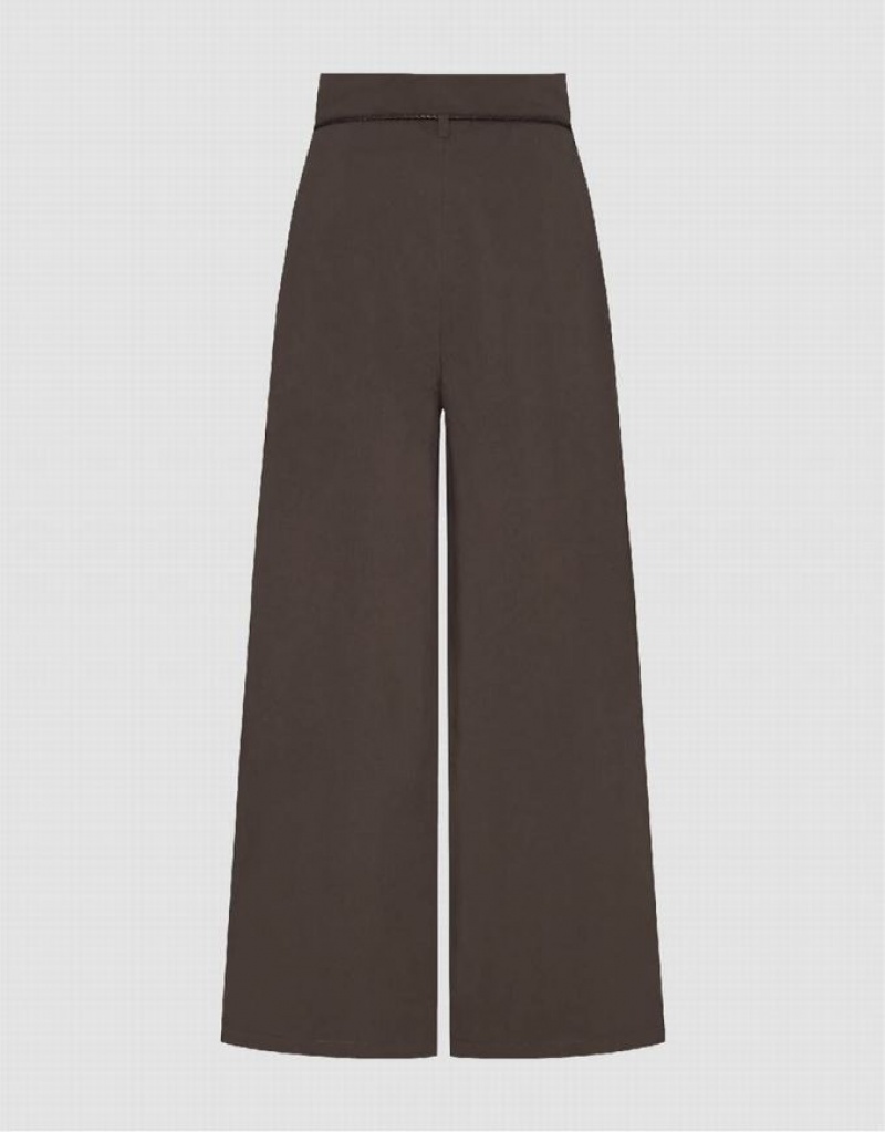 Brown Urban Revivo Straight Women's Pants | 59416XQHR