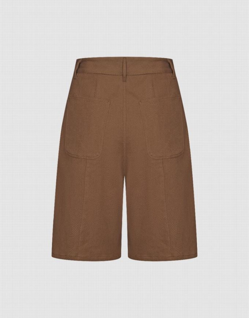 Brown Urban Revivo Urban Regular Women's Shorts | 38546DXSZ