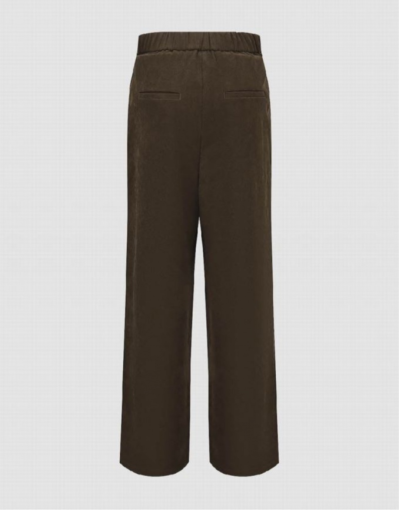 Brown Urban Revivo Wide-Leg Women's Pants | 39187FOQR