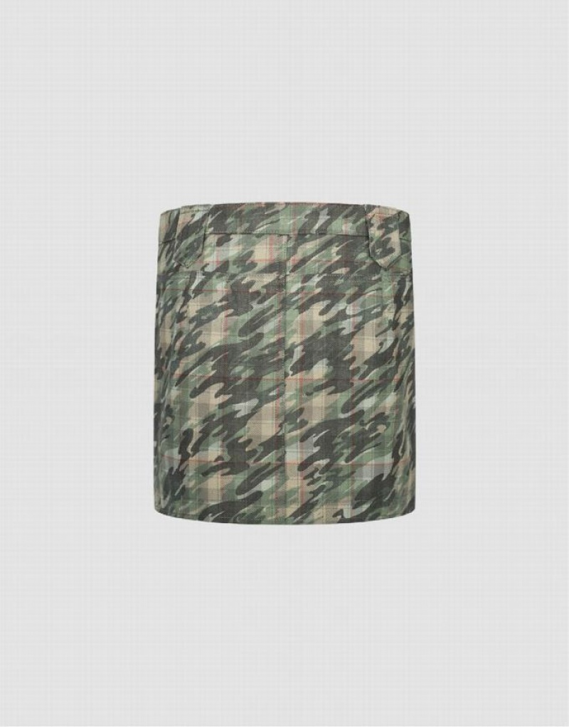 Camo Urban Revivo Printed Mini Straight Women's Skirts | 50691EJRS